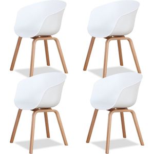 Moderne Stoelen - Eetkamer stoelen - Kuipstoel - Europese En Amerikaanse Stijl - Comfortabele Zitting - Ergonomisch - Set Van 4 - Wit