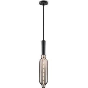 Home Sweet Home hanglamp zwart Saga Tube - hanglamp inclusief LED lamp G78 - dimbaar - pendel lengte 100 cm - inclusief E27 LED lamp - rook