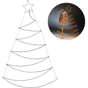 Cheqo® Verlichte Kerstboom - Kerstfiguur - Voor Binnen en Buiten - Kerstdecoratie - Wanddecoratie - Kerstverlichting - 150cm - 150 LED