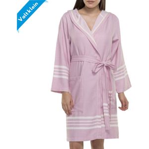 Hamam Badjas Sun Rose Pink - S - korte sauna badjas met capuchon - ochtendjas - duster - dunne badjas - unisex - twinning