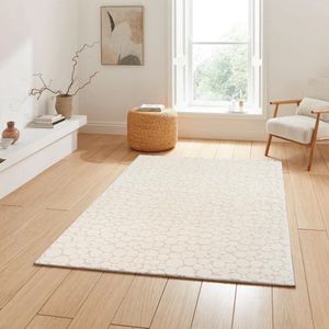 Flycarpets Laagpolig Medea Theora - Japandi Bubbelpatroon Vloerkleed - creme - 120x160 cm