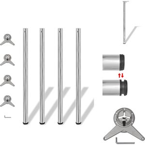 vidaXL Tafelpoten - 60 x 1100 mm - verstelbaar - chroom - Tafelonderdeel