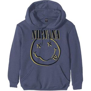 Nirvana - Inverse Happy Face Hoodie/trui - M - Blauw