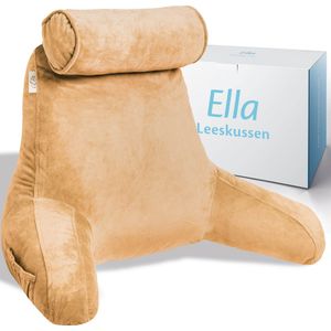 Ella® Leeskussen met Nekrol - Relax Kussen - Zitkussen - Onderrug Ondersteuning - Fluweel Bruin