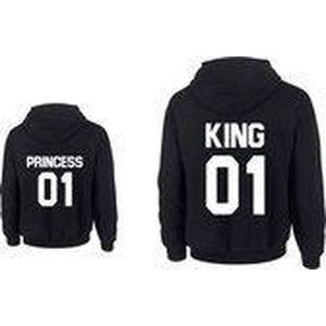 Hoodie heren-zwart-voor vader-vaderdag cadeau-King en Princess-Maat L