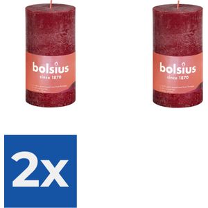 Bolsius Stompkaars Velvet Red Ø50 mm - Hoogte 10 cm - Donkerrood - 30 branduren - Voordeelverpakking 2 stuks