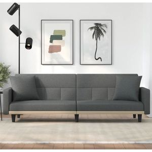 The Living Store Slaapbank Donkergrijs - 220 x 89 x 70 cm - Verstelbare rugleuning - Comfortabele zitplaats - Stevig frame
