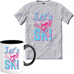 Let's Ski | Skiën - Bier - Winter sport - T-Shirt met mok - Unisex - Donker Grijs - Gemêleerd - Maat 3XL