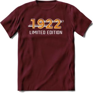 1932 Limited Edition T-Shirt | Goud - Zilver | Grappig Verjaardag en Feest Cadeau Shirt | Dames - Heren - Unisex | Tshirt Kleding Kado | - Burgundy - XL