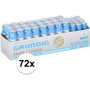 Grundig R06 AA en LR03 AAA batterijen 1.5 volt 72 stuks - Voordeelpak batterijen