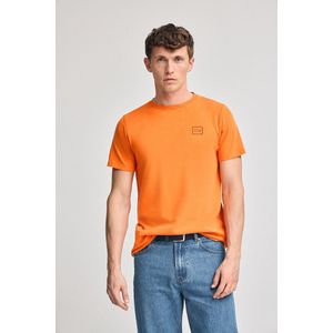 Oranje T-shirt met garment dye en Polo Club-logo