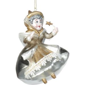 Viv! Christmas Kerstornament - fee - glas - zilver goud - 13cm