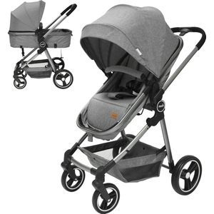 The Moon Brand™ Pro 2-in-1 Kinderwagen - Duo Wandelwagen en Wieg - Donker Grijs