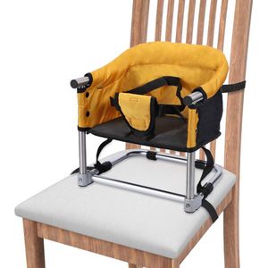 Draagbare boosterstoel baby zitverhoging hoge stoel opvouwbaar kinderzitje met transporttas voor binnen en buiten (geel)