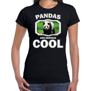 Dieren pandaberen t-shirt zwart dames - pandas are serious cool shirt - cadeau t-shirt grote panda/ pandaberen liefhebber S