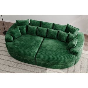 Bigsofa Zitbank Romantico Cosy Green - Bank zetel Chillsofa XXl in Extra dik Corduroy Ribstof - Zetelsenbedden / Zitbanken Hoekbanken en Hoeksalons Big sofa