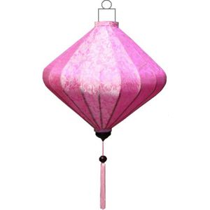 Roze zijden Japanse lampion lamp diamant - D-PK-45-S