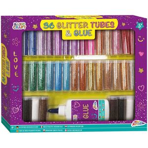 Basic Craft Glitter Tubes Set 36x10 gr | knutsel / hobbyset - glitter en lijm set