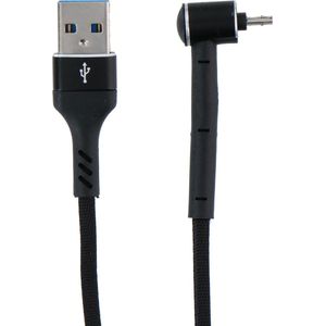 Grundig USB-kabel - 3-in-1: Oplaadkabel, Datakabel en Telefoonstandaard - Micro-USB/ USB-A - 1 Meter - Zwart