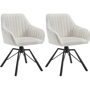 Set van 2 Stoelen - Luxe Eetkamerstoel - Eetkamerstoelen - 2 stoelen - Moderne look - Draaibaar - Cream