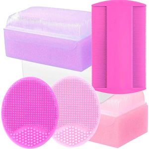 JGS ® Zachte Baby Bad Spons Set met Massagekam en Cradle Cap Borstels - 6 Stuks