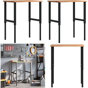 vidaXL Werkbank 80x60x(71,5-98) cm eikenhout lichtbruin - Werkbank - Werkbanken - Werktafel - Werktafeltje
