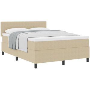 vidaXL - Boxspringbed - met - Matras - Lichtgroen - Grijs - 140x200 - cm - Corduroy - Stof
