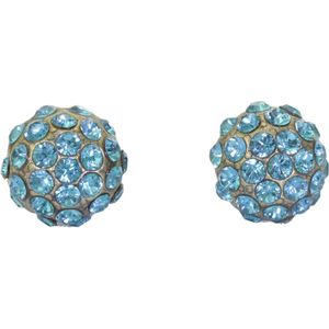 Behave – Oorstekers – Petrolblauw kristal – 0.8 cm – Vintage goudkleur