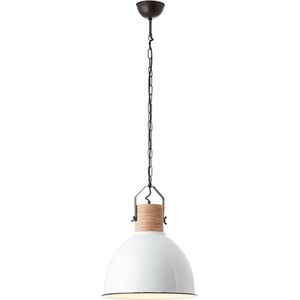 BRILLIANT lamp Barrow hanglamp 42cm hout licht / wit glanzend | 1x A60, E27, 40W, geschikt voor normale lampen (niet inbegrepen) | Schaal A ++ tot E | Ketting kan worden ingekort