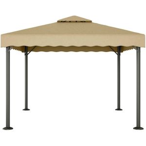 vidaXL Prieel 3x3 m aluminium en staal taupe - Prieel - Priëlen - Tuinpaviljoen - Prieeltje
