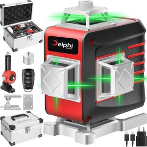 Kruislijnlaser 4D 360° met 16 lijnen en afstandsbediening, zelfnivellerend en waterdicht