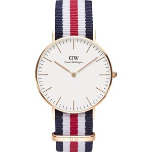 Daniel Wellington Classic Canterbury DW00100030 - Horloge - Nato - Blauw/Wit/Rood - Ø36mm