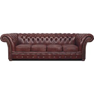 Chesterfield Bank Winfield Basic Leer | 4-zits | Cloudy Rood | 2 tot 4 weken levertijd