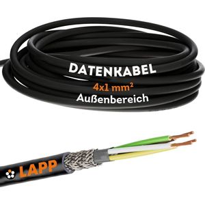 10 meter Lapp 1030542 LiYCY afgeschermde stuurstroomkabel 4x1 mm² I UV-bestendig I Signaalkabel 4-draads I Datakabel voor buitengebruik I Soldeerkabel I LED-aansluitkabel I Zwarte aansluitkabel