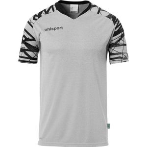 Uhlsport Goal 25 Shirt Korte Mouw Heren - Donkergrijs Gemeleerd / Zwart | Maat: 2XL
