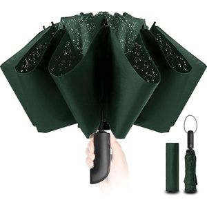 Compacte Opvouwbare Paraplu Stormbestendig - Automatisch Winddicht Zwart Opvouwbaar Voor Heren Dames 210T Teflon Coating 105cm Spanwijdte 10 Bone Paraplu Groot
