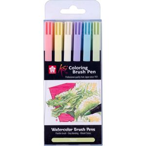 Koi Colouring Brush Pen Set Pastel 6 stuks