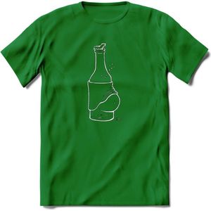 Bierbuik Bier T-Shirt | Unisex Kleding | Dames - Heren Feest shirt | Drank | Grappig Verjaardag Cadeau tekst | - Donker Groen - L