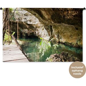 Wandkleed Tulum - Meer tussen de grotten bij Quintana Roo in Mexico Wandkleed katoen 150x100 cm - Wandtapijt met foto