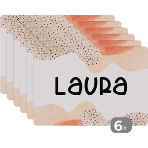 Placemat - Placemats kunststof - Laura - Pastel - Meisje - 45x30 cm - 6 stuks - Hittebestendig - Anti-Slip - Onderlegger - Afneembaar