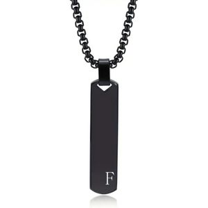 Nivard Ketting - Heren - Staal - Nep zilver - Met Hanger - Zwart - F