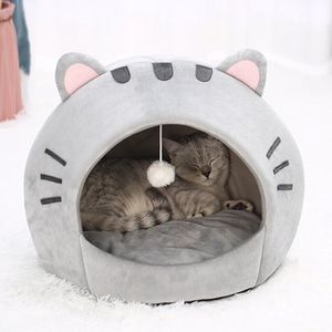 Schattige Kattenhuis - Kattenmand Grot - Kattenbed - Warm Slapende Hondenmand Voor Kleine Honden en Katten - Katten Mand - Kattenmandjes Poes - Kattensofa - Kattenmanden - Grijs