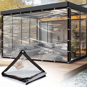 Dekzeil | doorzichtig voor buiten | transparant zeil | regenbescherming | waterdicht | uv-bestendig | luchtdicht zeil met inslagringen | 2 x 2 m