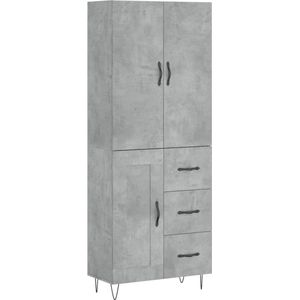 vidaXL - Hoge - kast - 69,5x34x180 - cm - bewerkt - hout - betongrijs