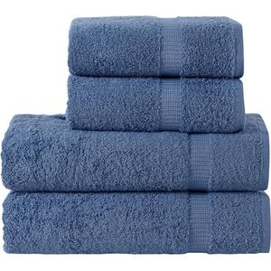 Handdoekenset - 4 blauwe handdoeken - Premium handdoekenset gemaakt van Turks katoen - Extreem absorberend en zacht - Sneldrogende badhanddoeken voor thuis - Lichtgewicht en duurzaam.