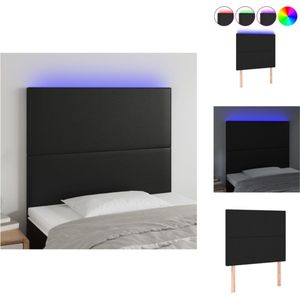 vidaXL Hoofdeinde LED-strip - Zwart Kunstleer - 80 x 5 x 118/128 cm - Verstelbare Hoogte - Bedonderdeel
