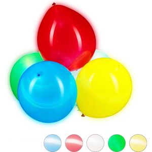 relaxdays LED ballonnen set van 5 stuks - ballon - diameter van 30 cm - met licht rood