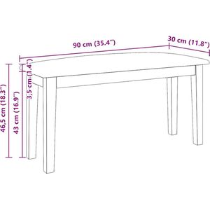 vidaXL - Bank - 90 - cm - massief - hout - rubber - wit