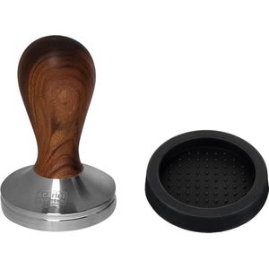 scarlet espresso | Tamper ""Classic"" voor barista; met ergonomische handgreep van kostbaar hout en een nauwkeurig vervaardigde roestvrijstalen basis.