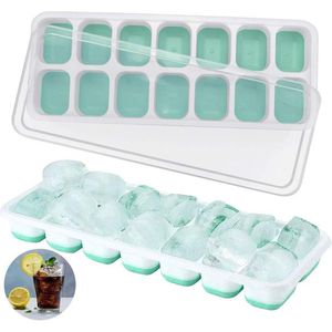 Siliconen ijsblokjesvorm - 14 vaks ijsblokjeshouder met deksel - Ice Cube Tray zonder BPA - voor water, sap, cocktail - groen